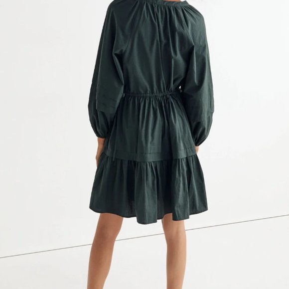 MADEWELL CRINKLE POPLIN FOREST GREEN MINI DRESS BOHO EARTHY NWOT $128 XS/S - Picture 3 of 12